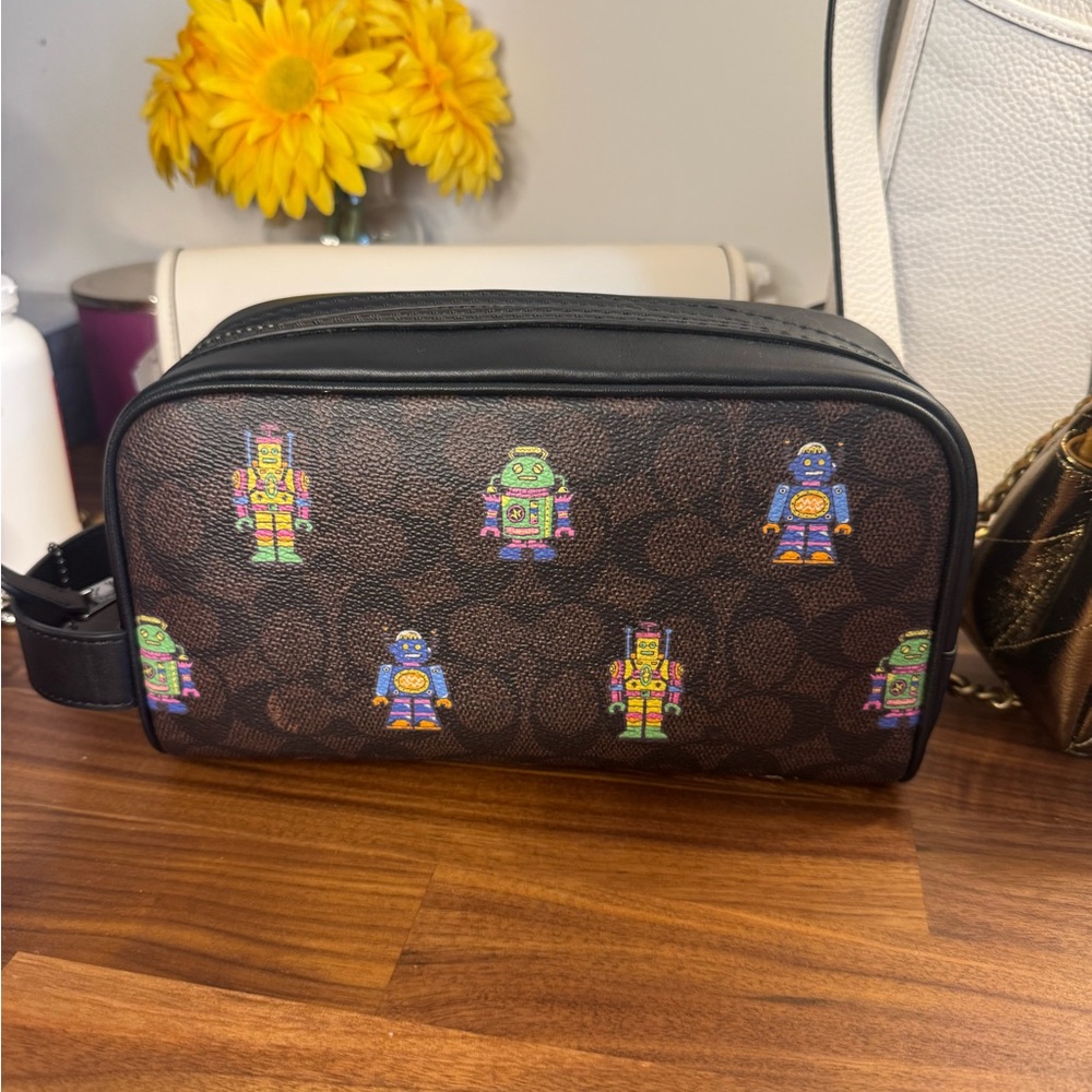 Coach Cosmic Small Travel Kit in Signature Coated Canvas With Robot
